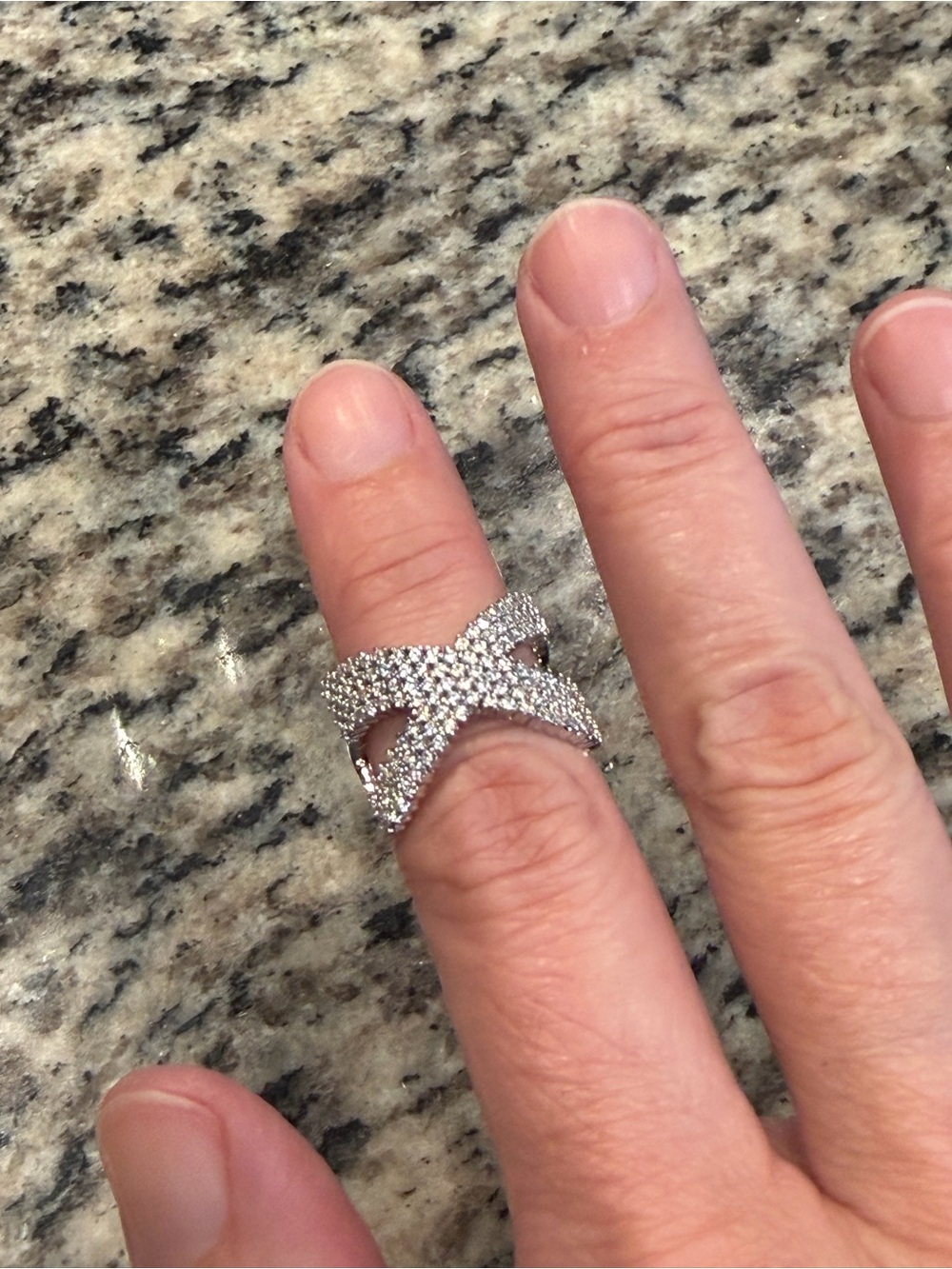 Pretty Bird USA Pavé Crossover Adjustable Ring Size 7